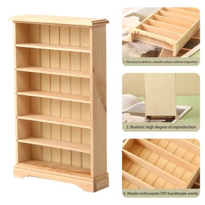 Libreria a Scaffale Mini per Casa delle Bambole Scala 1/12 Bianco Arredamento Moderno per Soggiorno per Casa delle Bambole Decorazione Ufficio Libreria Supporto Espositore in Legno Miniatura
