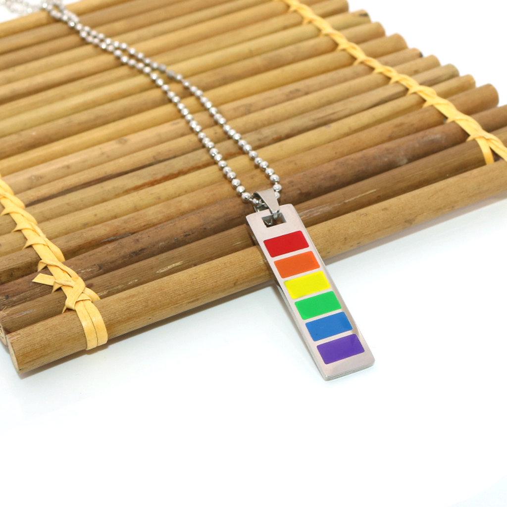 Stylish Long Bar Pendant Necklace In Titanium Steel