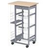 Kitchen Cart with Pull-Out Drawers and 2 Bottle Racks. Made of Pine Wood and Metal. 47x37x83cm