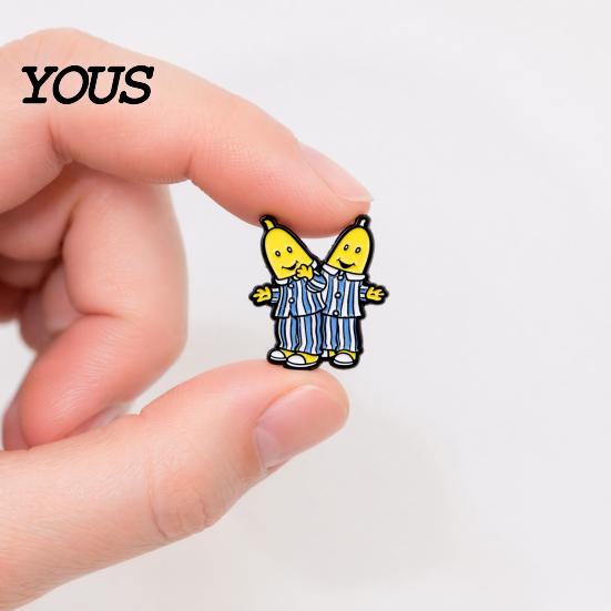 Durable Metal Brooch Zinc Alloy Pin, Cartoon Banana Man Shape Lapel Enamel Colorful Badge Paint with Anti-Slip Buckle Pins for Clothes