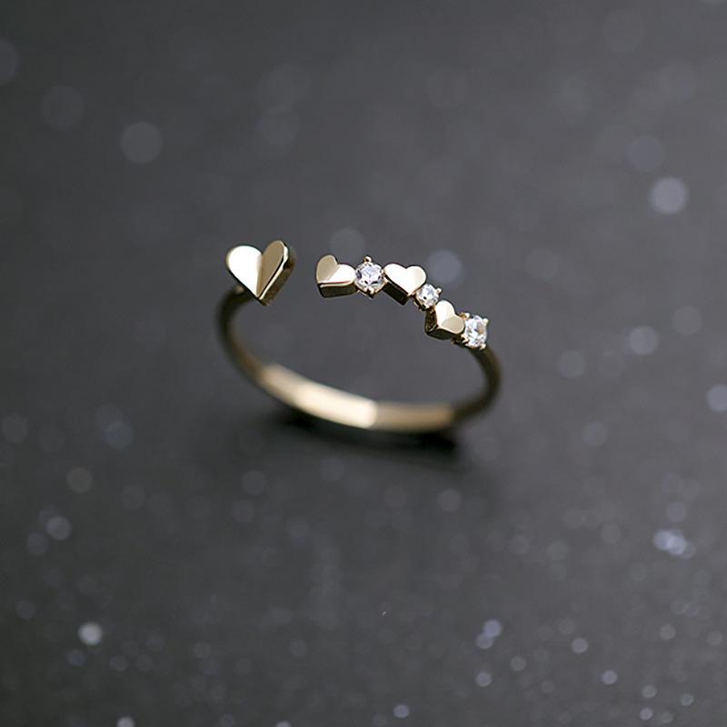 Bague Ouverte Coréenne Élégante en Argent 925 Blanc - Bague de Phalange Rose Empilable de Luxe Léger pour Femme