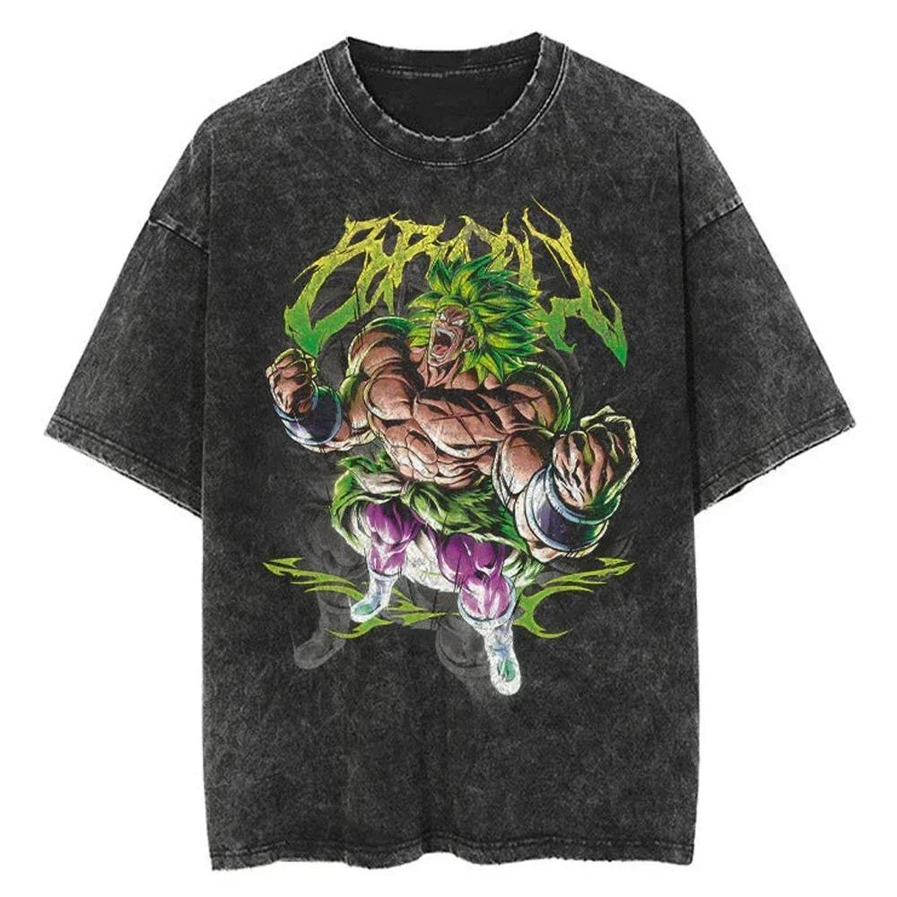Hot-blooded Anime Dragon Ball Vegeta IV GYM Graphic Print T-Shirt Men Women Vintage Washed Cotton Summer New Tee Streetwear Y2K Fashion Oversized Top