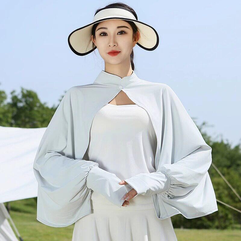 Sunscreen Shawl Women's Summer Shade Driving Cycling Air Conditioning Shirt Blouse Cloak Breathable Loose Long Sleeve Ice Silk Jacket