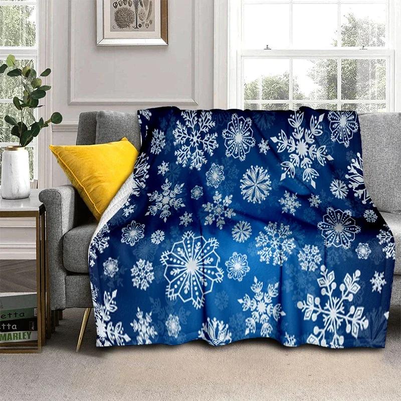Snowflake Christmas Theme Flannel Throw Blanket Soft Lightweight Warm for Living Room Bedroom Bed Sofa Couch Kids Adults Gifts