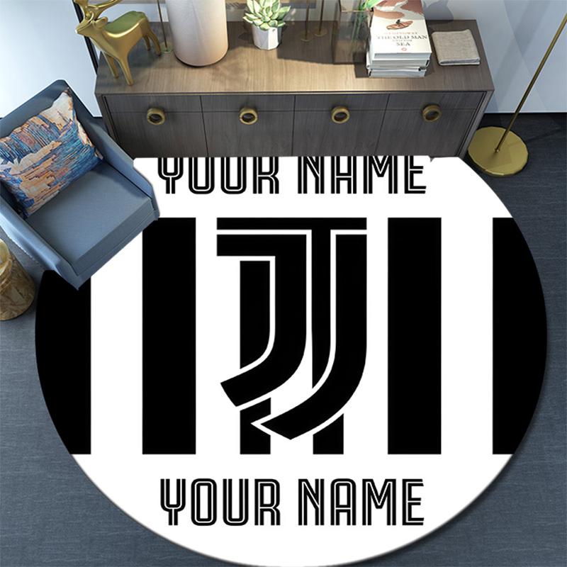 Custom Name Juventus2 Round Area Rug,Carpet Rug for Living Room Bedroom Sofa Playroom Decor,Non-slip Floor Mat