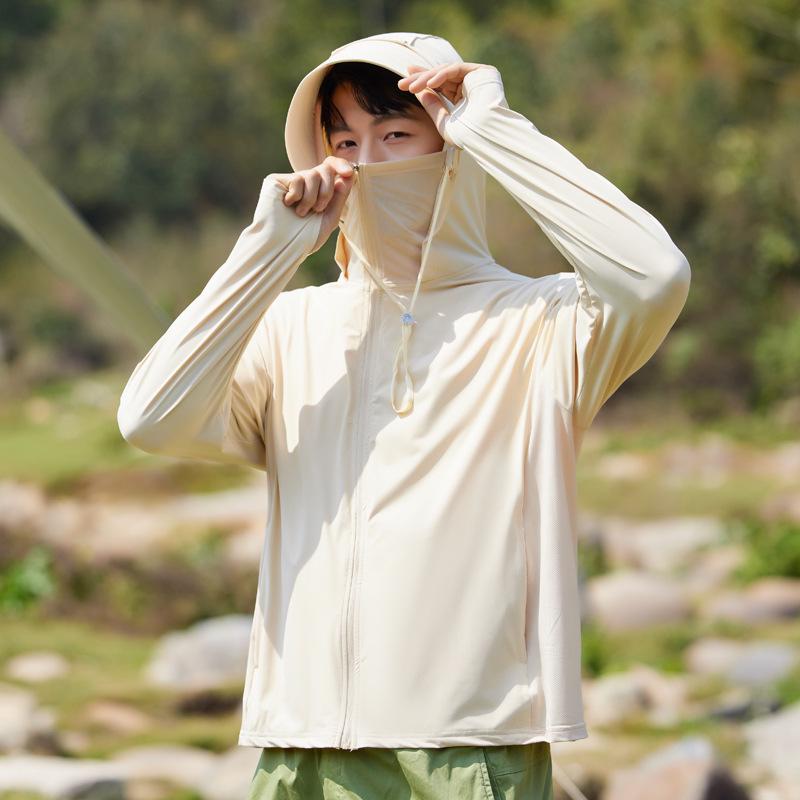 

Куртка с капюшоном из ледяного шелка UPF100+ для защиты от солнца со съемным козырьком для мужчин и женщин 4XL