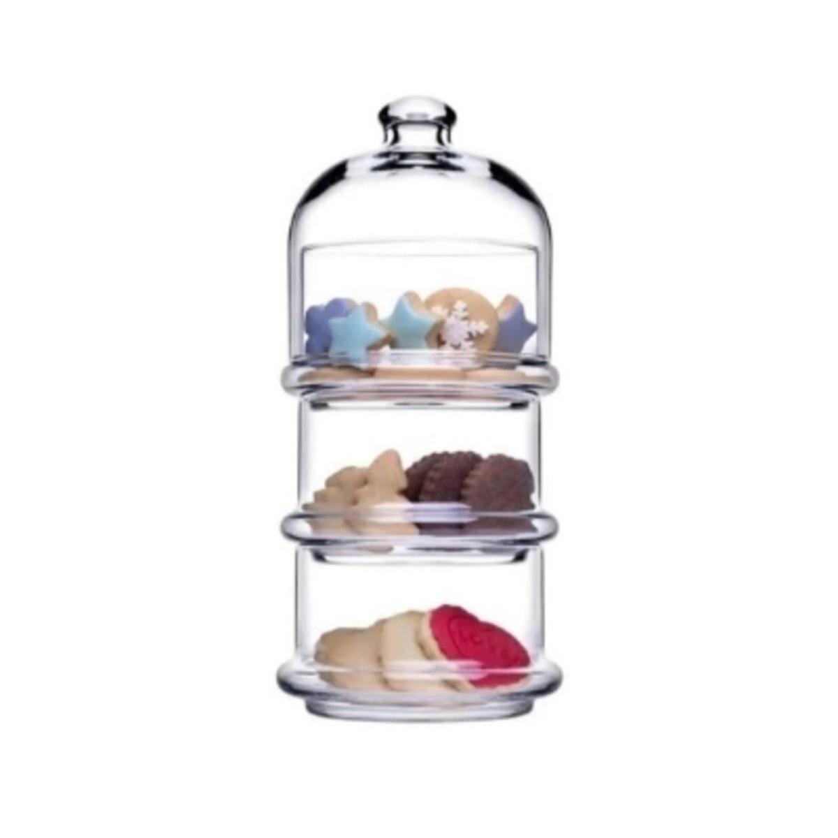 

3 Tier Bowl Cookie Glass Serving Tray Home Kitchen Standart білий