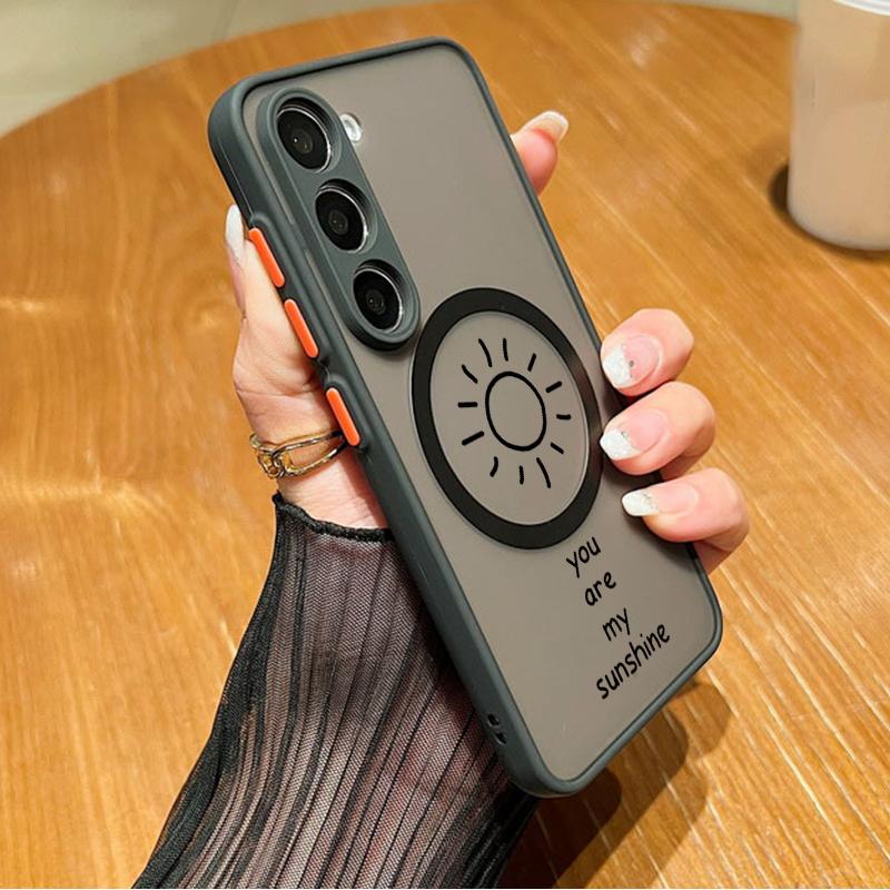 Simple Sunshine Pattern for Magsafe Slim Case For Samsung S24 FE S23 S22 Ultra A55 A15 A54 A35 A34 A14 A52 Shockproof Clear Matte Magnetic Phone Cover