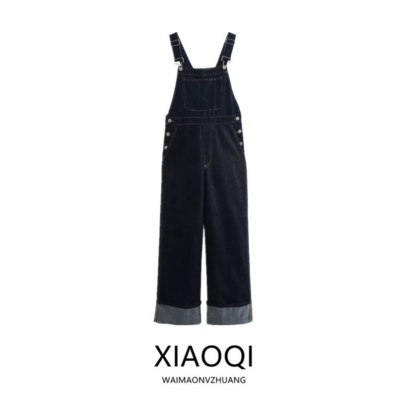 Fashion Style 2024 Autumn New Arrival Women's Easiest for Match Slim Looking Casual Mid Waist Denim Suspenders Pants 8197291