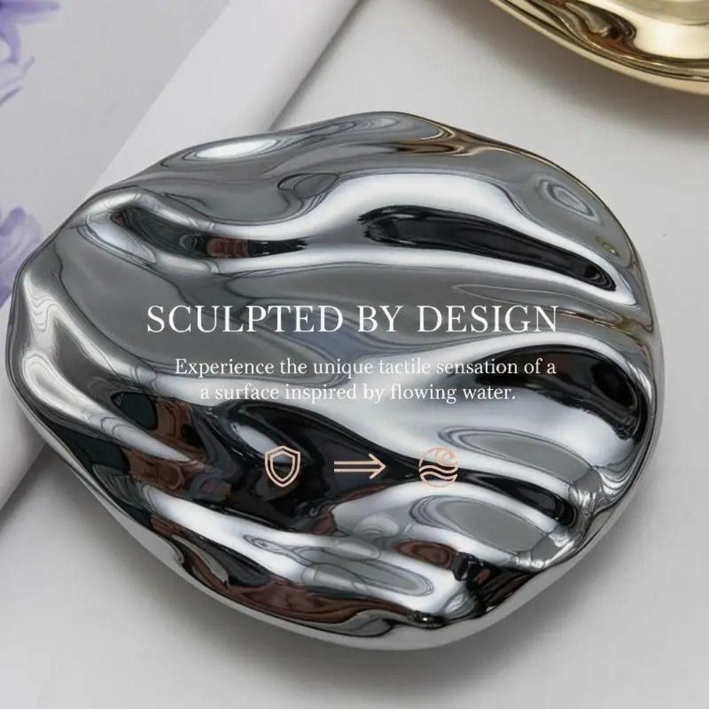 Zinc Alloy Shell Balm Container Shell Embossed Texture Sliding Lid Design Solid Perfume Case Fragrance Storage Box