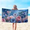 Floral Pattern Large Microfiber Beach Towel, Soft Absorbent Sun Protection Perfect Summer Accessory