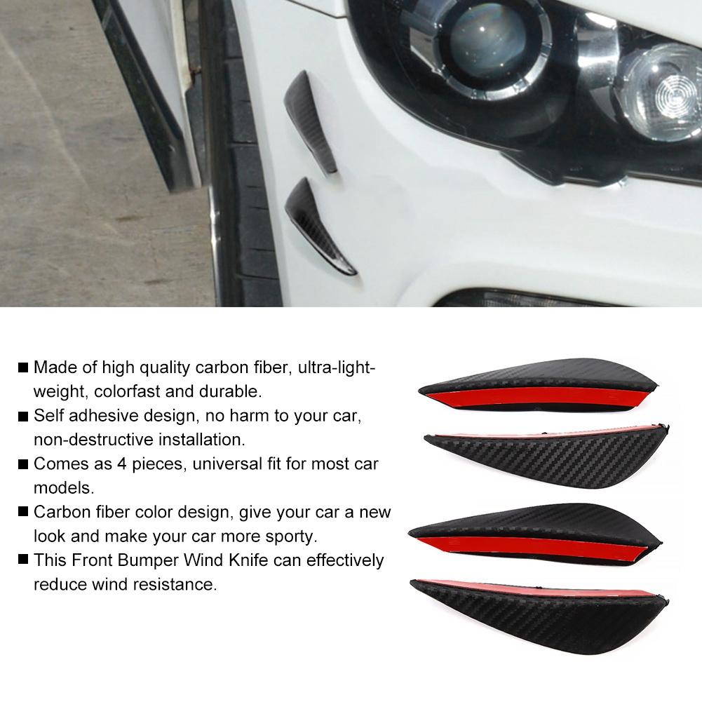 Bumper Lip Front Bumper Wind Splitter Trim Kit Carbon     4 Piece Self Adhesive   Fits Most Cars