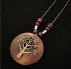 Collana con Ciondolo in Legno con Design dell'Albero della Vita Cordino Regolabile Fatto a Mano Materiale Naturale Regalo Unico per Uomini e Donne