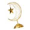Metal Hollowed Moon and Star Ornament with Base for Eid Celebration Religious Event Ramadans Muslims Party Decoration