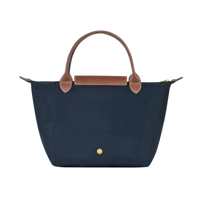 LONGCHAMP Canvas Leather Trim Handbag Small Women's Marine Blue (Unisex) Handbags 1621089P68