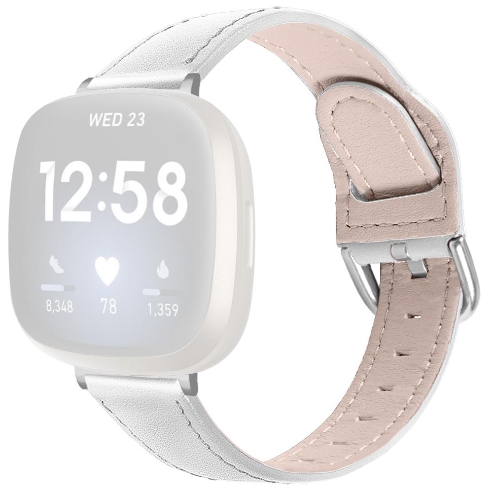 

For Fitbit Versa 4/Sense 2 Watch Band Genuine Cow Leather Strap Replacement White