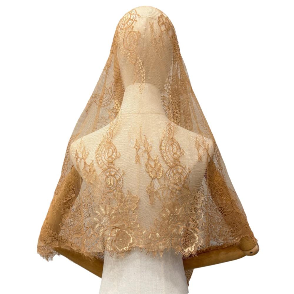 Vintage Style Bridal Headscarf Breathable Muslin Head Covering Lightweight Lace Shawl Guest Look
