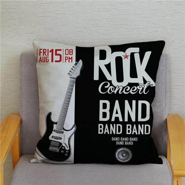 Home Decor Rock Music Print Pillowcases Bedroom Cushion Covers