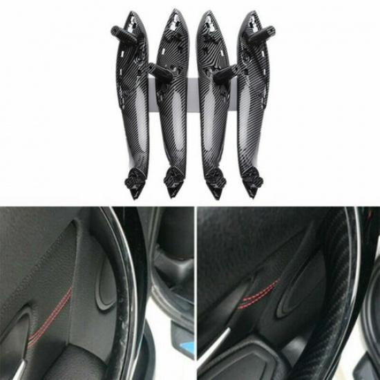 ABS Carbon Fiber Style Car Interior Door Pull Handle Trim For BMW 3 F30 F32 F33 Outside + Inside