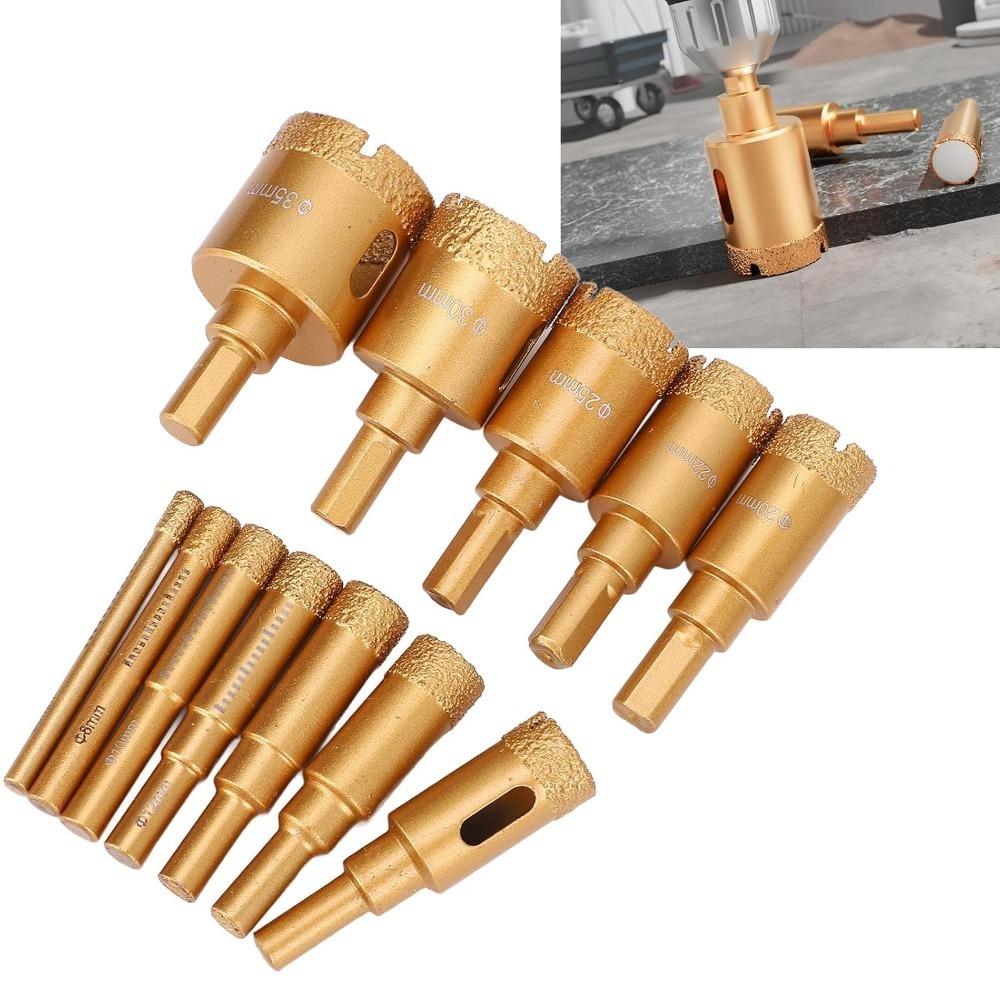 12pcs Gold Diamond Hole Saw Kit Multipurpose Drill Bits for Brick Tile Hole Opener Set  Marble