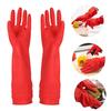 1Pair Red Gloves Washing Dishes Cleaning Waterproof Rubber Sleeve Gloves Latex Long Gloves Kitchen Tool Hands Protection