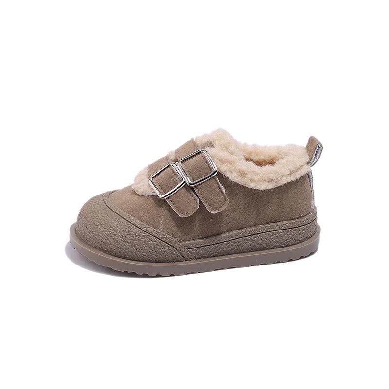 Kids Winter Shoes Plush Thicken Warm Girls Boots Retro Suede Low Top Cotton Shoes Soft Anti Slip Snow Boots Flat Casual Shoe