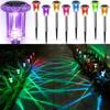 6PCS Solar Outdoor Lamp RGB Night Lights IP65 Waterproof Stainless Steel Long Battery Life Garden Yard Walkway Lawn Decor