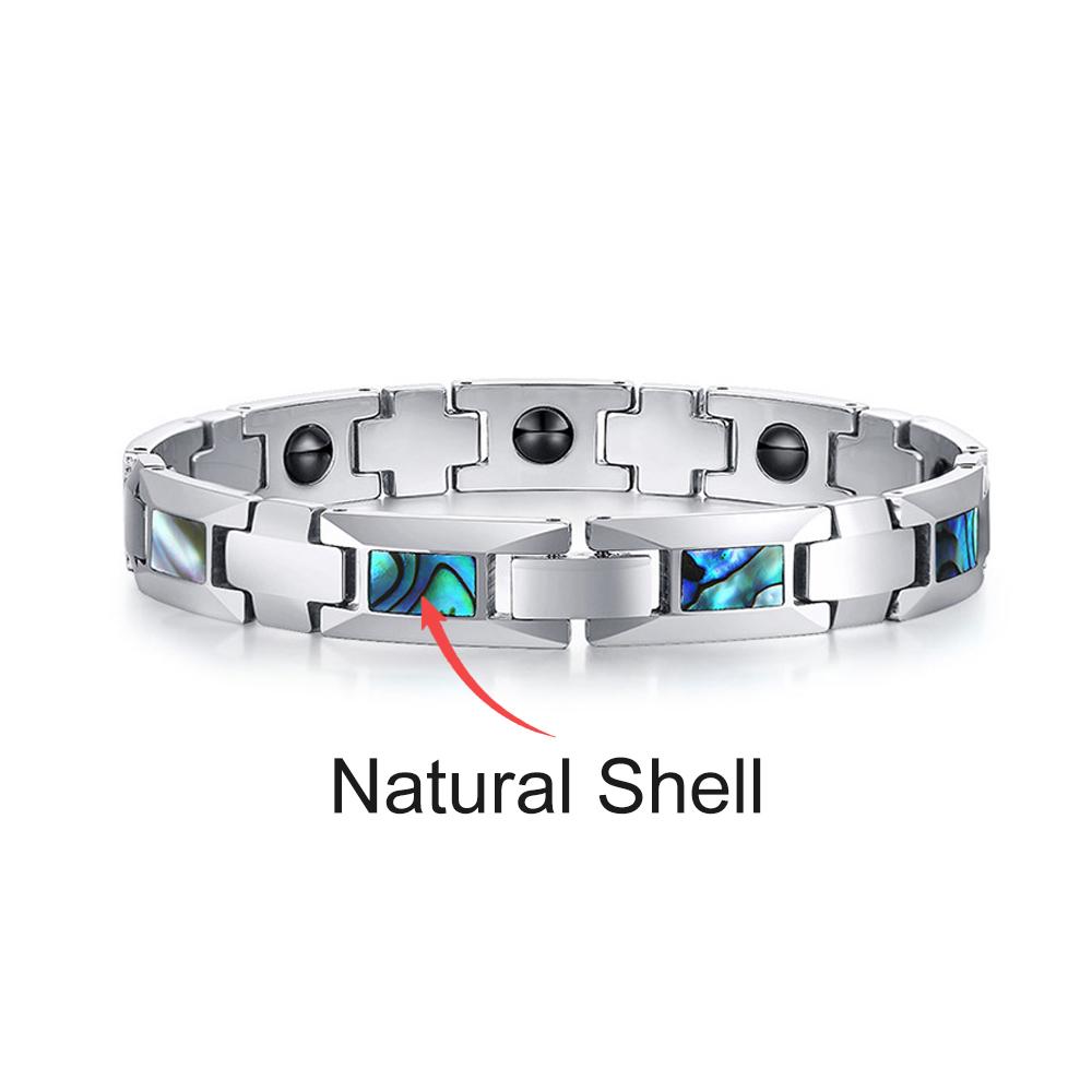

Vinterly Tungsten Carbide Bracelets Natural Opal 10mm Cross Magnetic Hematite Men Anti-scratch High Polished Chain Link Jewelry