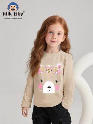 Automne/Hiver 2025 Haut Tricoté à Manches Longues pour Filles avec Dessin Animé Ours en Peluche