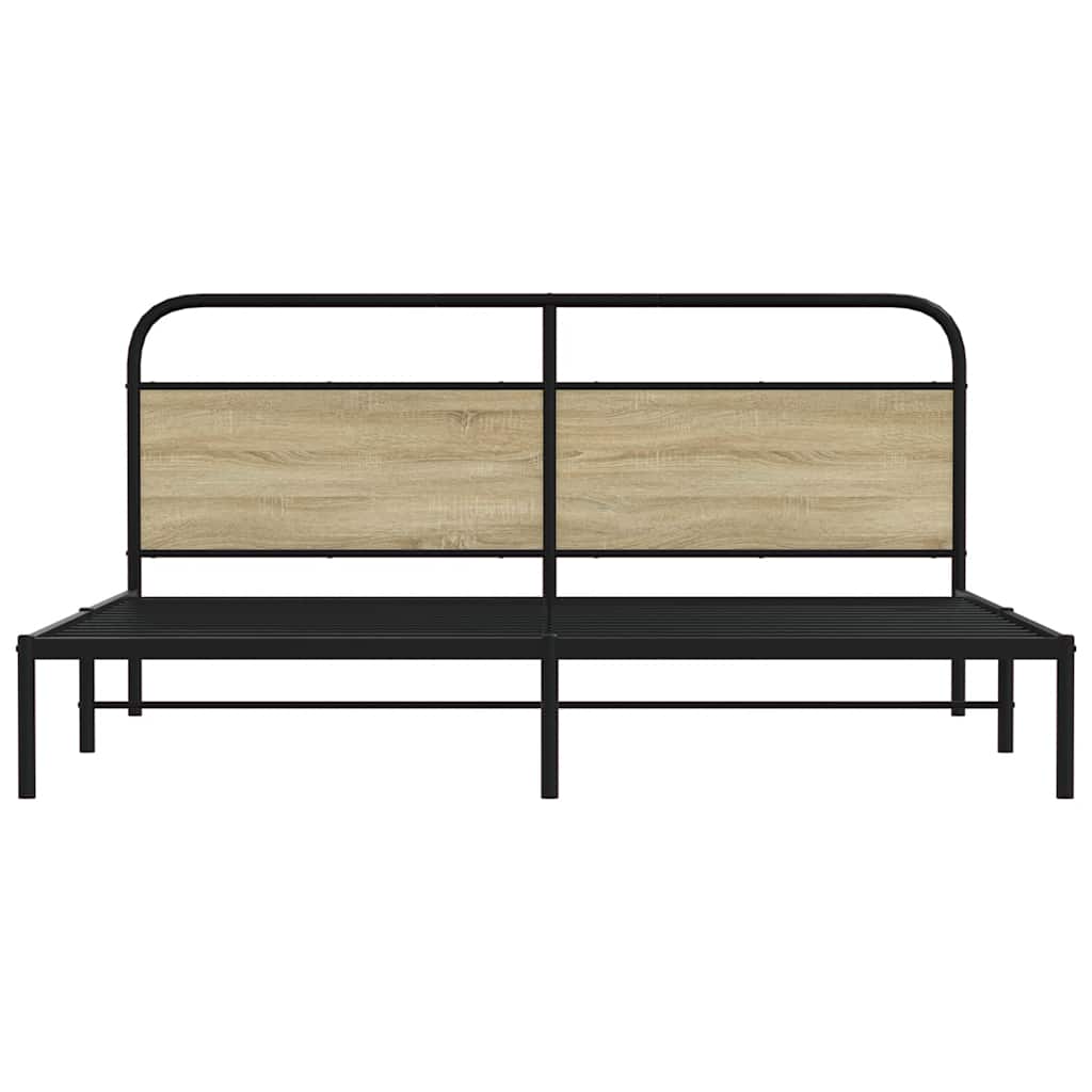 Metal Bed Frame without Mattress Sonoma Oak Finish 180 x 200 cm
