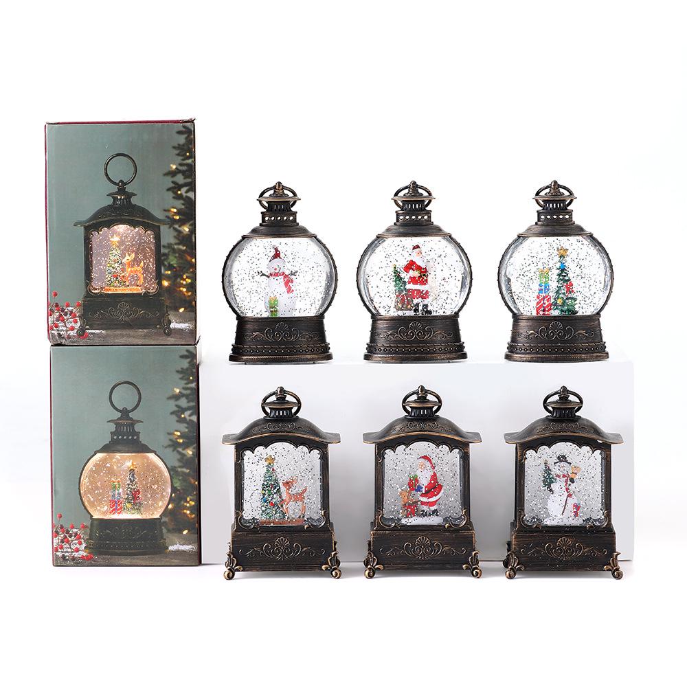 Retro Weihnachtslaterne: Weihnachtsmann Leuchtende Wasserflaschenlampe mit Musik Ornamenten