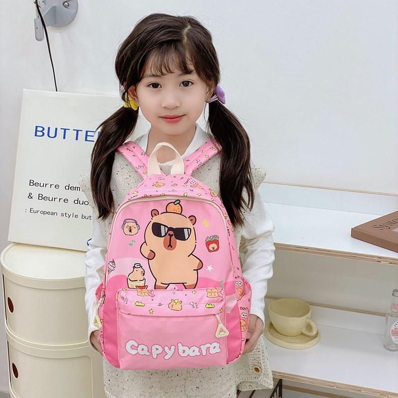 Kids Kindergarten Capybara Backpack Large Capacity Unisex Boys Girls Bag School