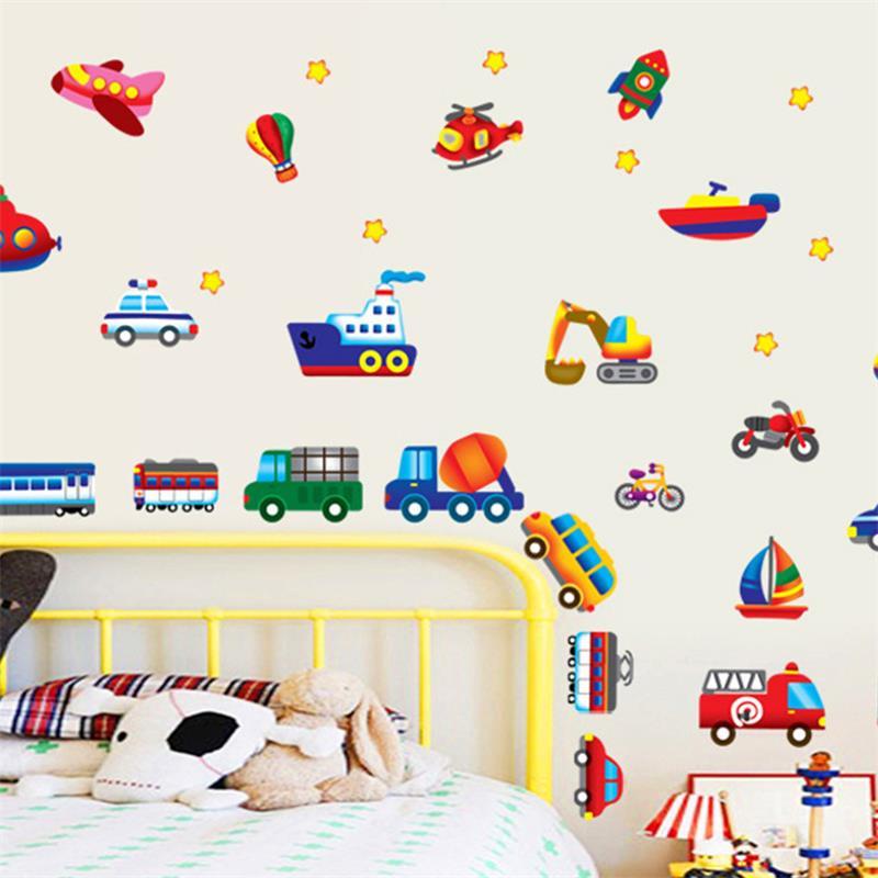 Cartoon cars children room wall stickers for kids room boy bedroom wall decals window poster 3D car wall sticker wallpaper
