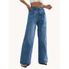 Women's Cross-border European and American Style Solid Color Jeans Women's Straight Wide Leg Pants Casual All-match