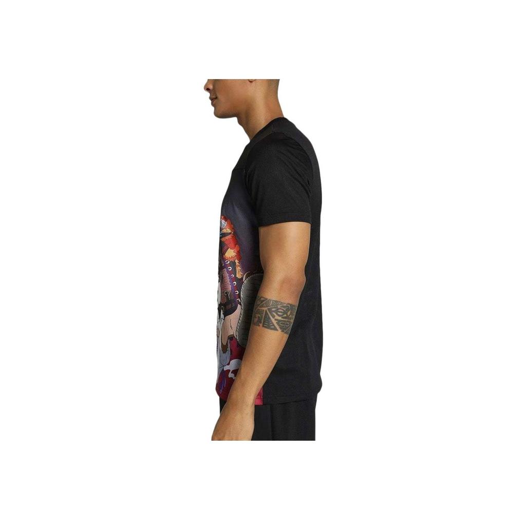 Puma X One Piece Cartoon Print Round Neck Short Sleeve Retro T-Shirt Unisex Tops Black 624673-01