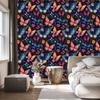 Wallpaper Colorful Butterflies Navy Blue for Living Room and Bedroom 50x1000
