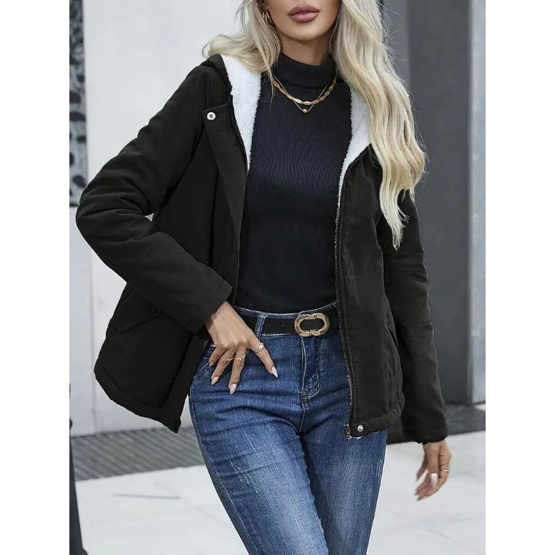 

Women s Women s Cotton Clothing Casual Comfortable Hooded Short Jacket Women s Fleece Top Thermal Jacket S чёрный