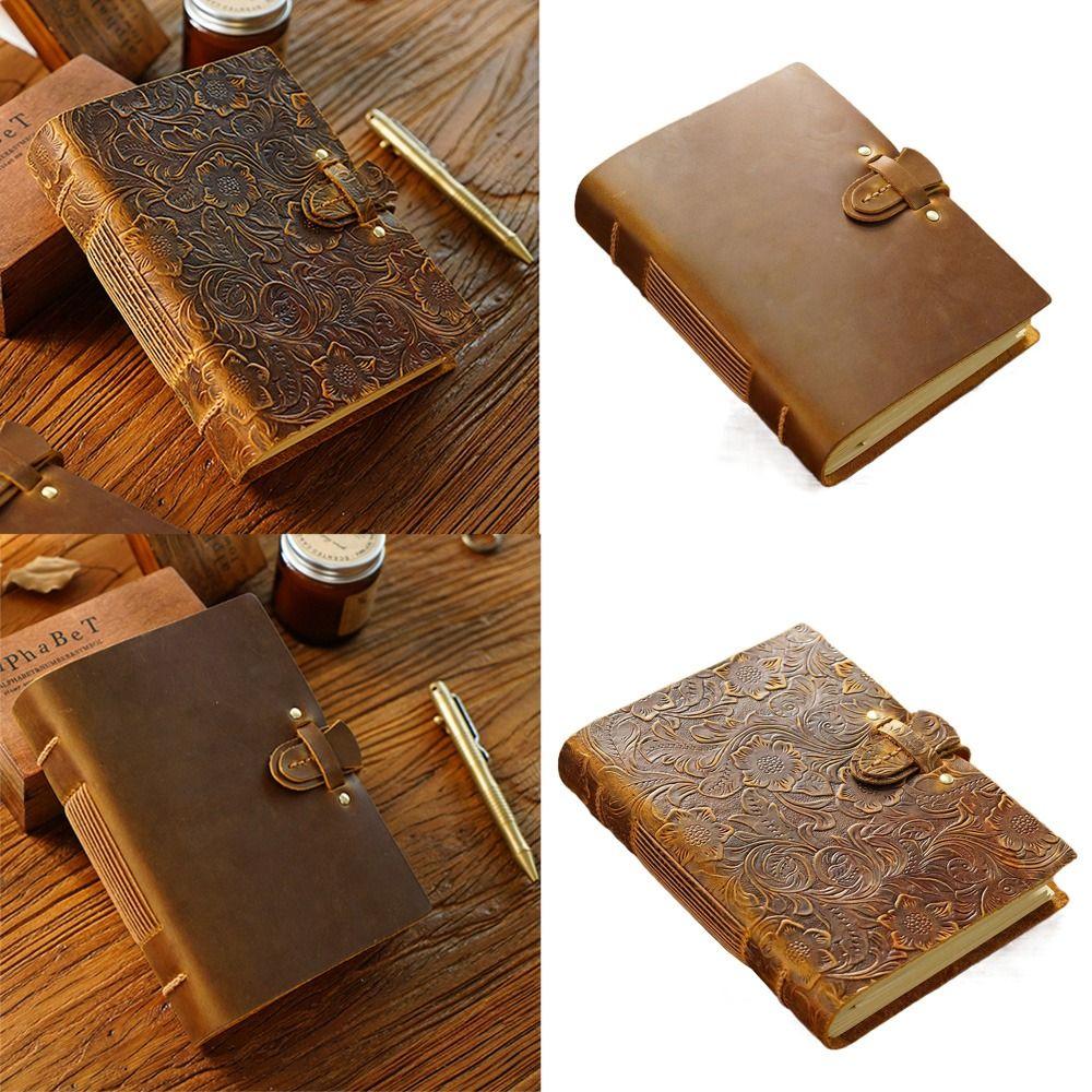 Vintage Leather Bound Journal Genuine Leather Cover Sketch Notebook Blank Paper Diary  Student