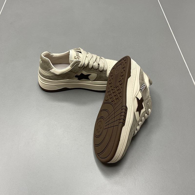 Lässige Sneakers für Damen, Frühling, neue Low-Top-Schnürschuhe mit runder Spitze und dicker Sohle, All-Match-Sportschuhe