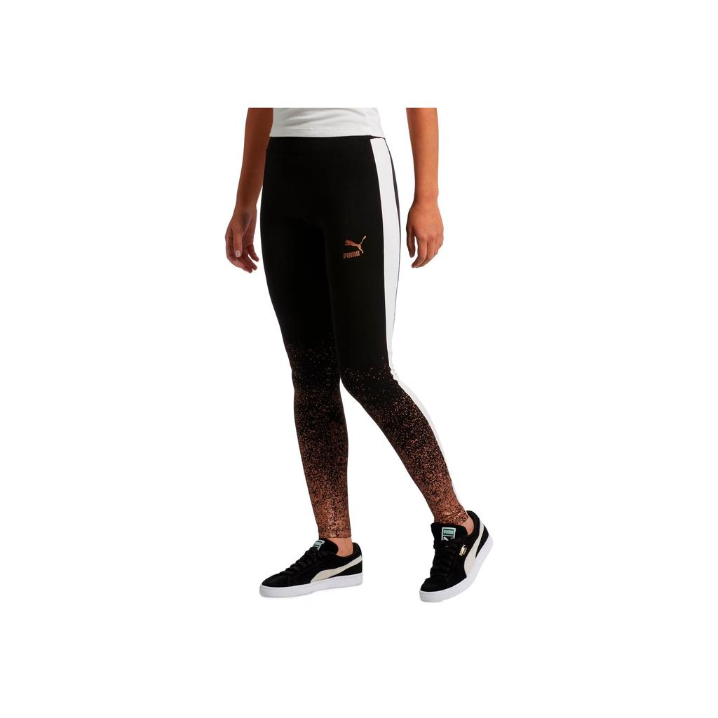 Puma Logo Vintage Sportdruck Colorblock Freizeithose Damen Unterteile Schwarz 577424-01