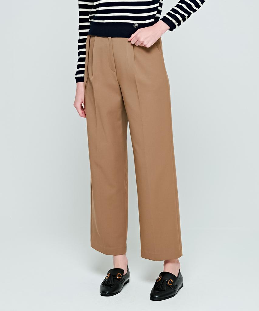 Depassion Belted Semi-Wide Slacks (Beige)