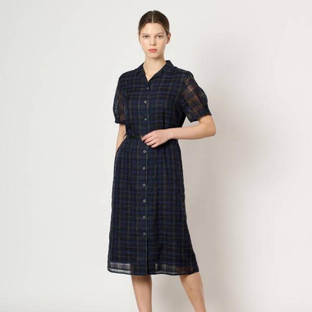 

Bcbg Open Collar Check Dress With Belt B4m6o660 Burgundy (65)/77