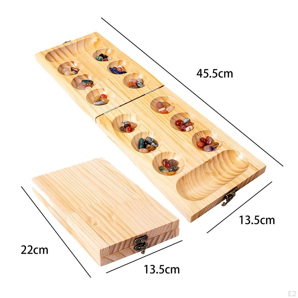 Wooden Family Games Mancala Board Game Portable Teen Folding Set Multi Color