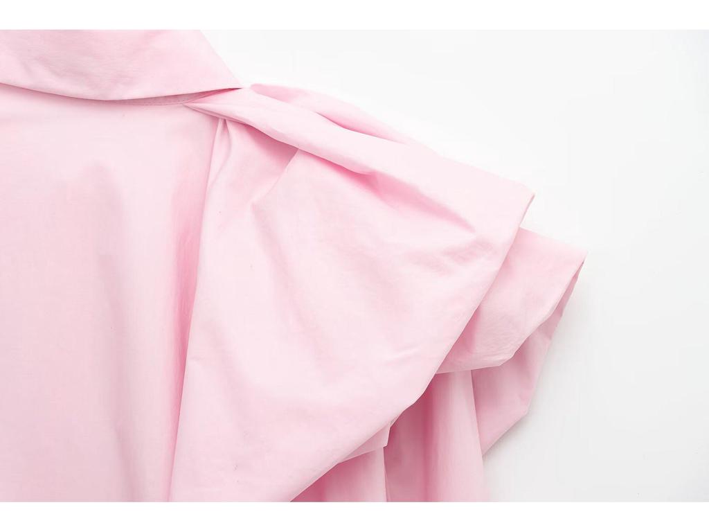 2025 Spring European & American Style Women's Puff Shoulder Poplin Fashion Shirt