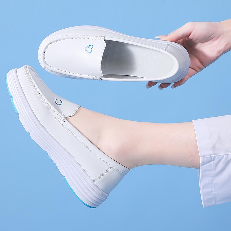 Women’s Moccasins Black Loafers Leather Driving White Casual Slip On Walking Shoes Nurse Shoes