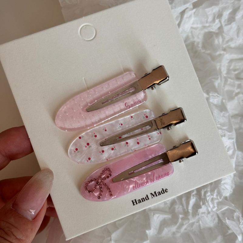 Pince à cheveux Simple Sakura rose sans couture pour femmes, feuille d'acétate, frange sans courbure, pince à bec de canard, épingles à cheveux, outil de coiffure, 2/3/4 pièces