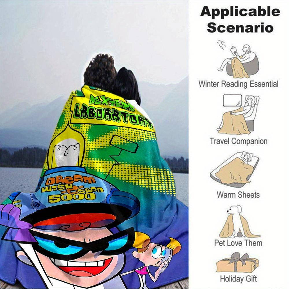 

1pc Dexter s Laboratory Digital Printed Flannel Blanket, Super Soft Plush Fleece Bed Cover, Multipurpose Four Seasons Hypoallergenic Quilt f 150x180cm