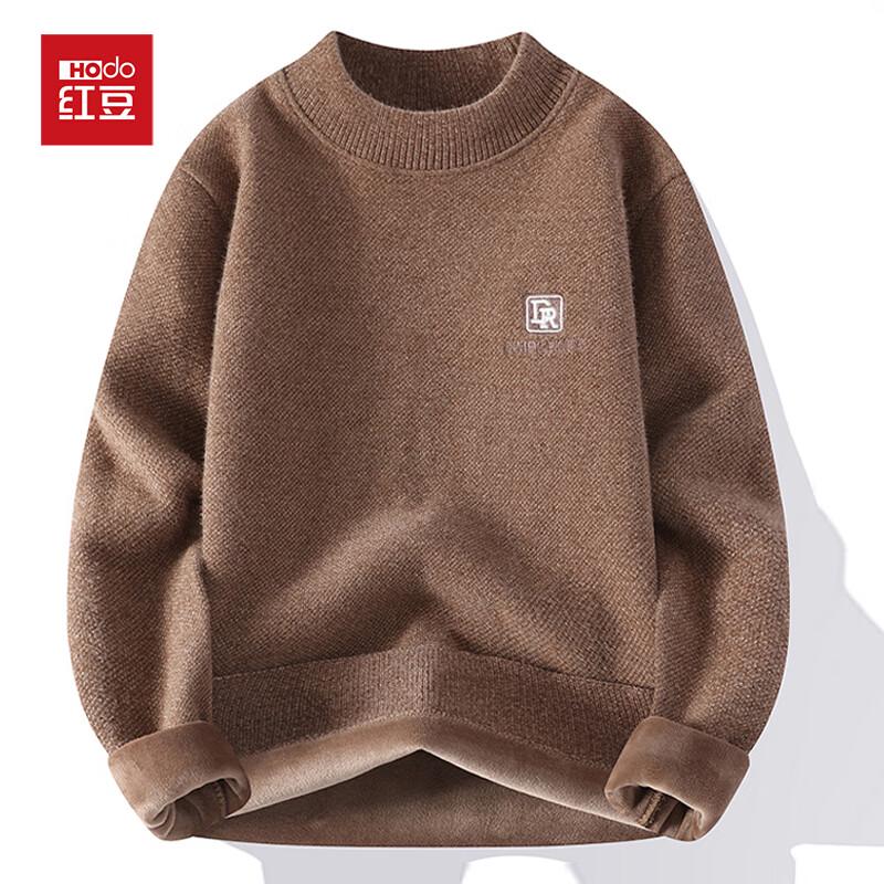 Hongdou Men's Fleece-Lined Thermal Pullover Sweater