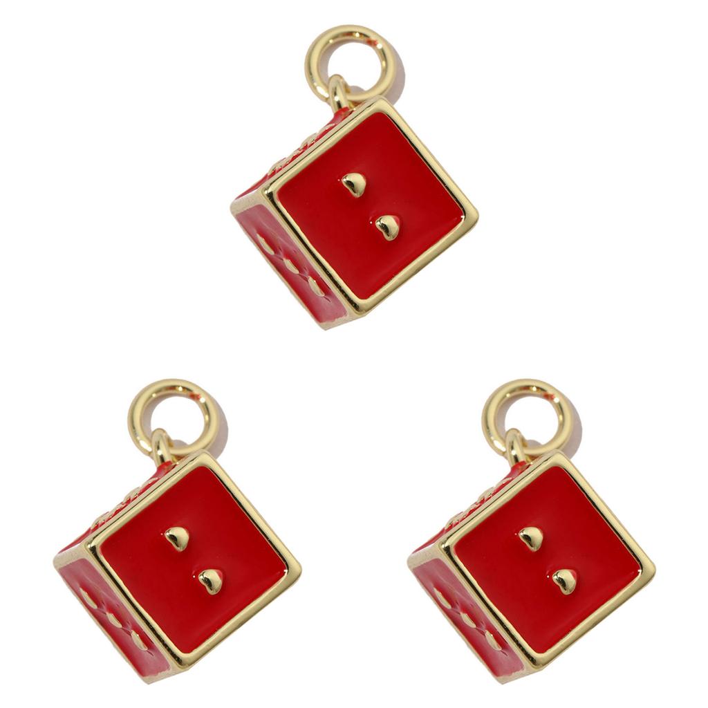 3pcs 18k Gold Plated Charm Heart/Horseshoe/Dices Poker Card Pendants with Cubic Zirconia Necklace Earrings Components