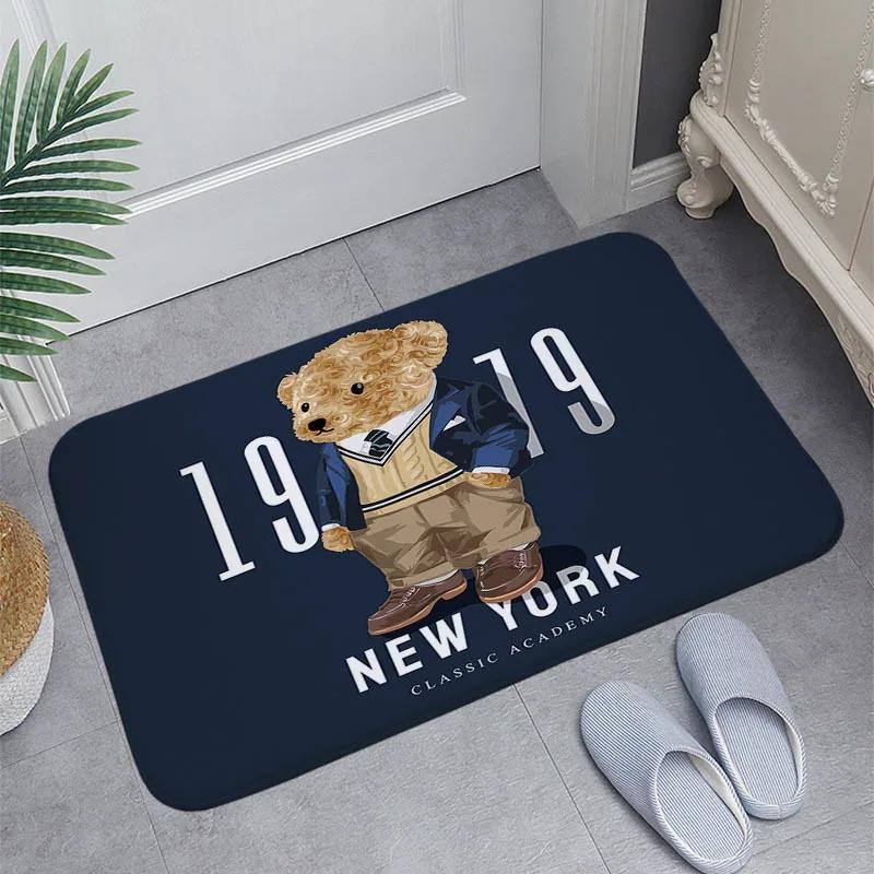 Adorable Cartoon T-Teddy Bear Carpets Welcome Rug Bedroom Leisure Area Carpet Sofa Soft Floor Mat Bedside Non-slip Rugs Doormat